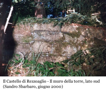 Il Castello di Rezzoaglio: il muro della torre, lato sud