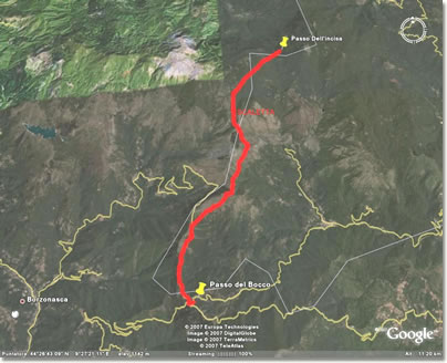 Percorso dal Passo dell'Incisa al Passo del Bocco