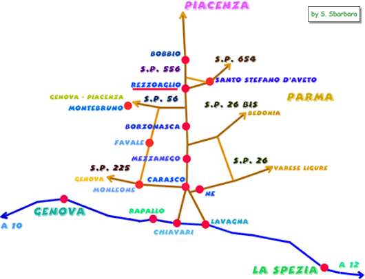 Tragitto per raggiungere Rezzoaglio