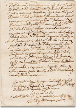 Il documento del 1692 attestante l'esistenza della presunta pieve di San Giovanni di Nascio