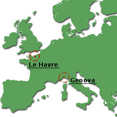 La posizione di Le Havre in Europa